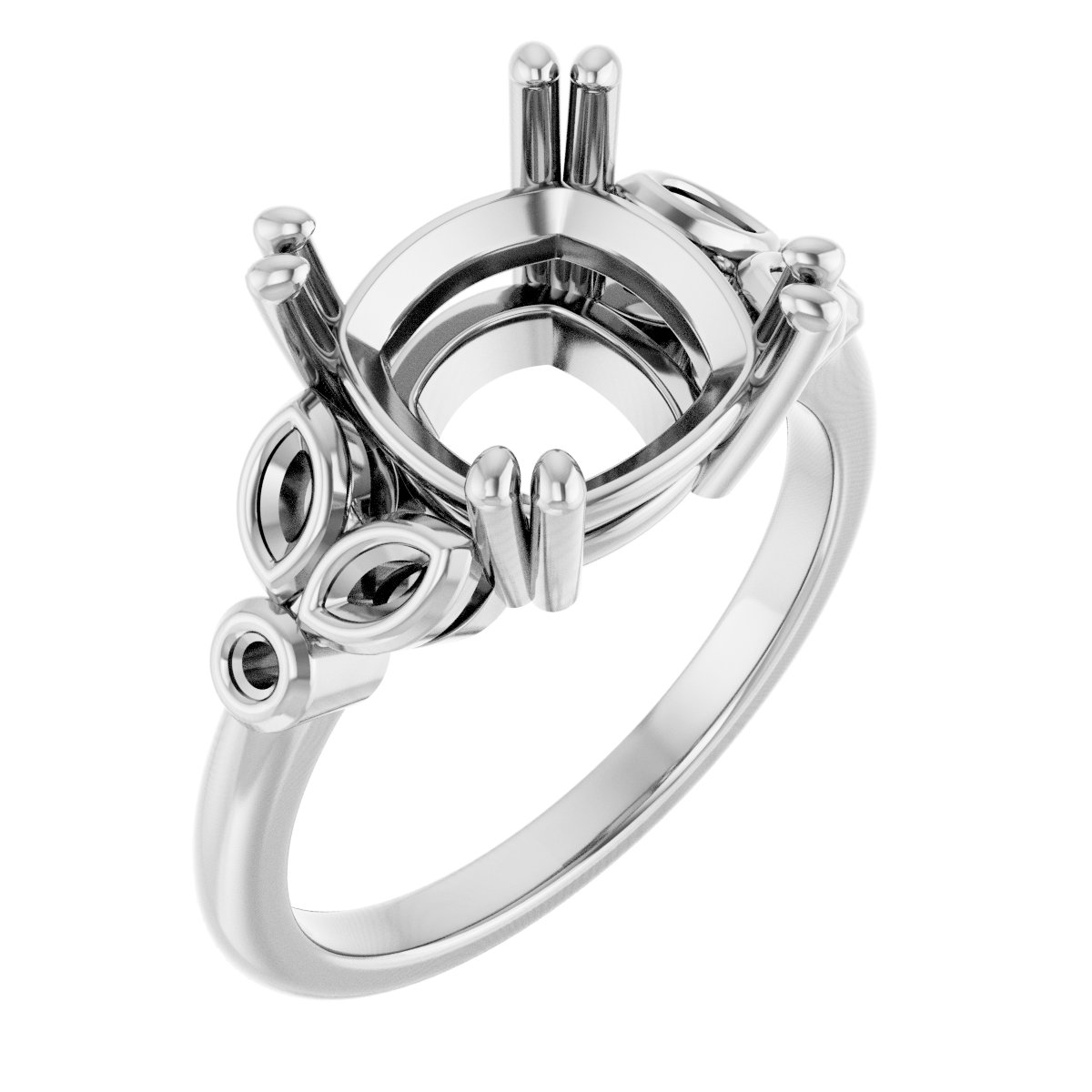 Twin-Prong Accented Engagement Ring