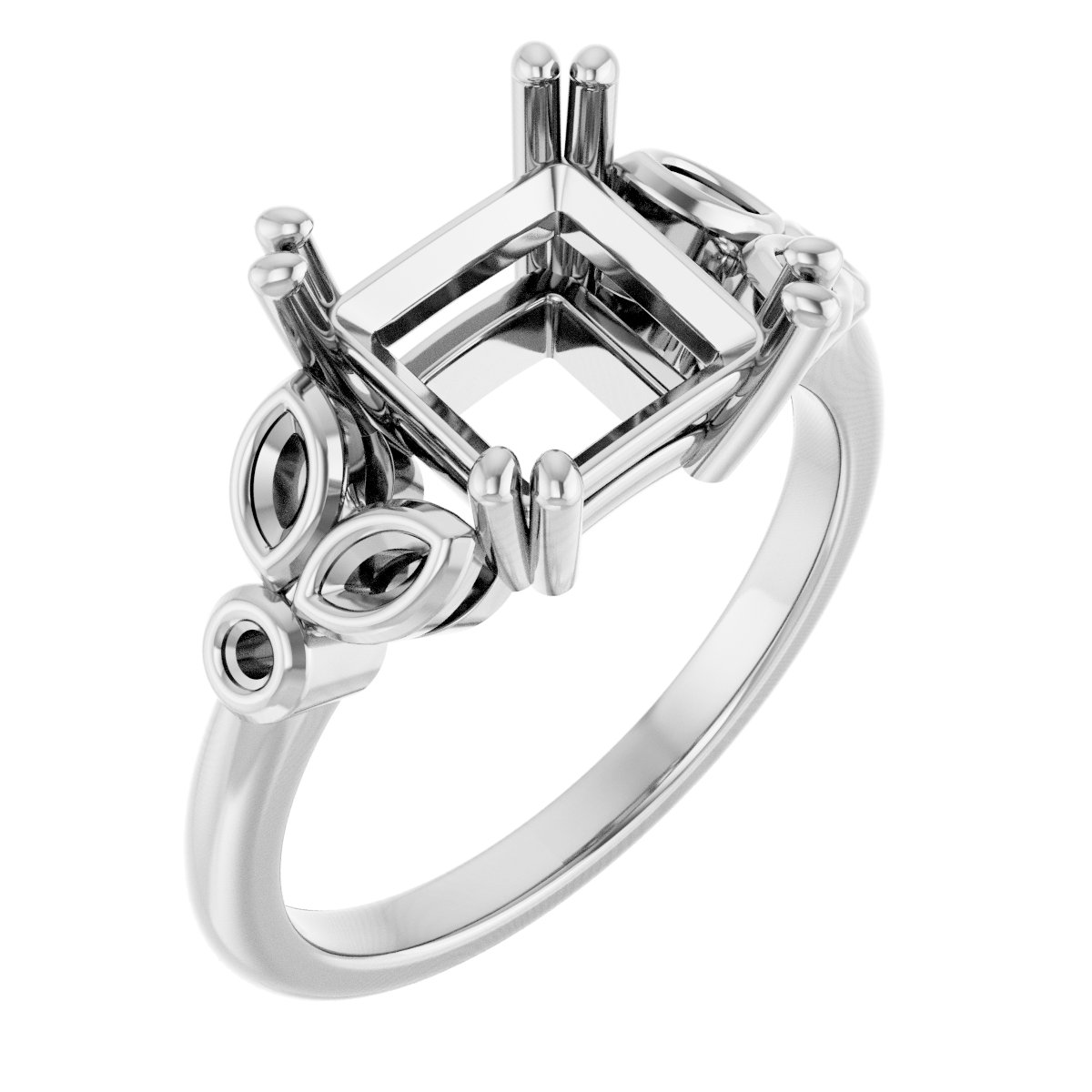 Twin-Prong Accented Engagement Ring