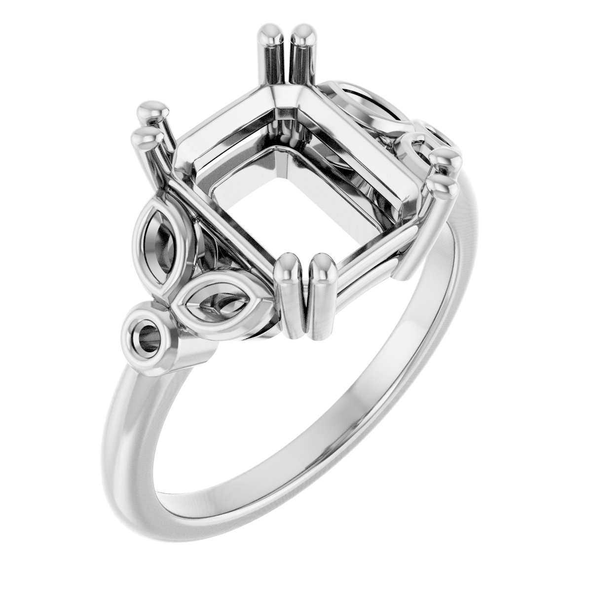 Twin-Prong Accented Engagement Ring