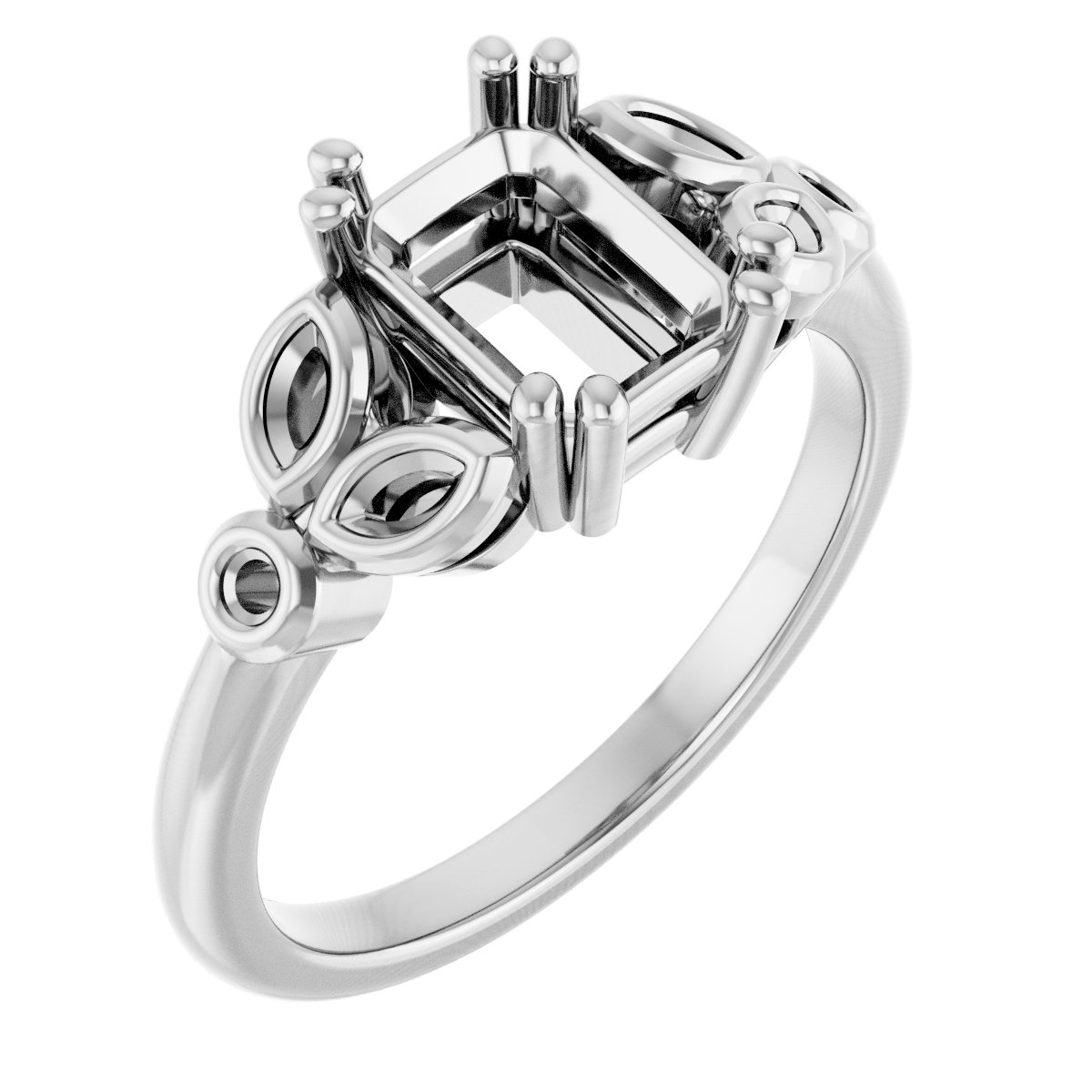 Twin-Prong Accented Engagement Ring