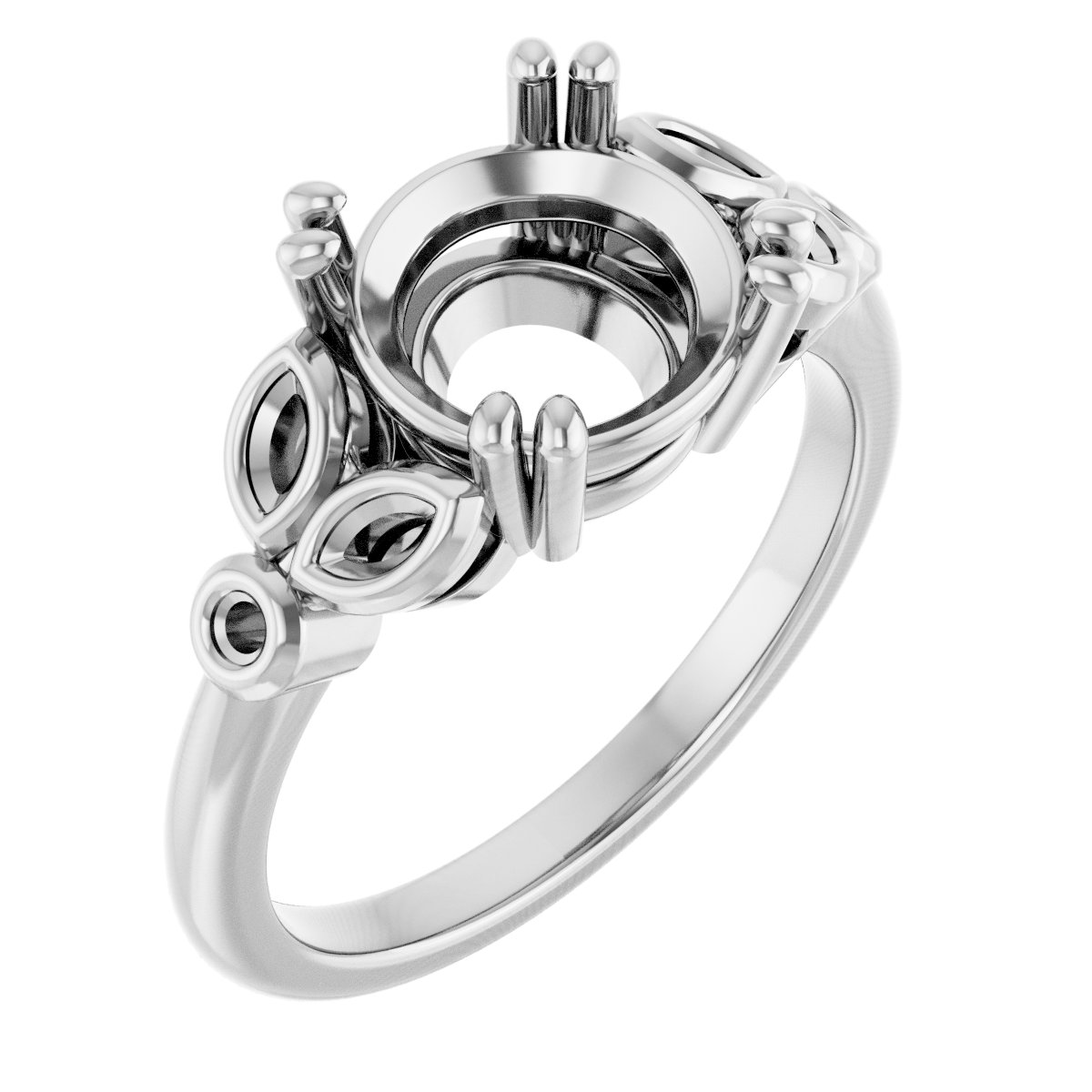 Twin-Prong Accented Engagement Ring