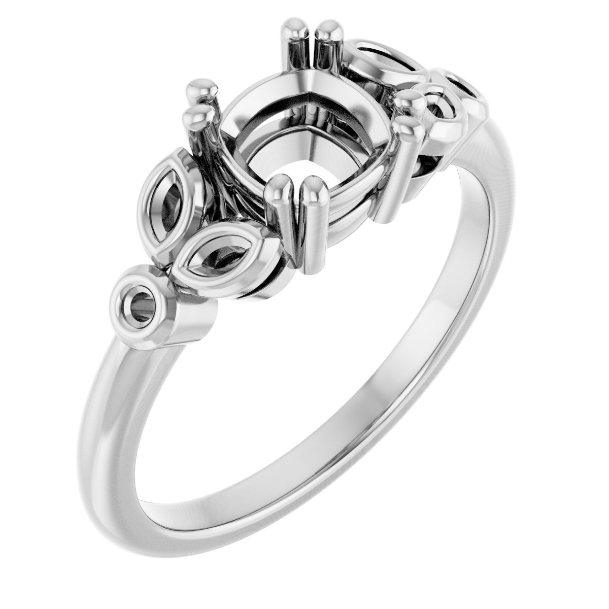 Twin-Prong Accented Engagement Ring
