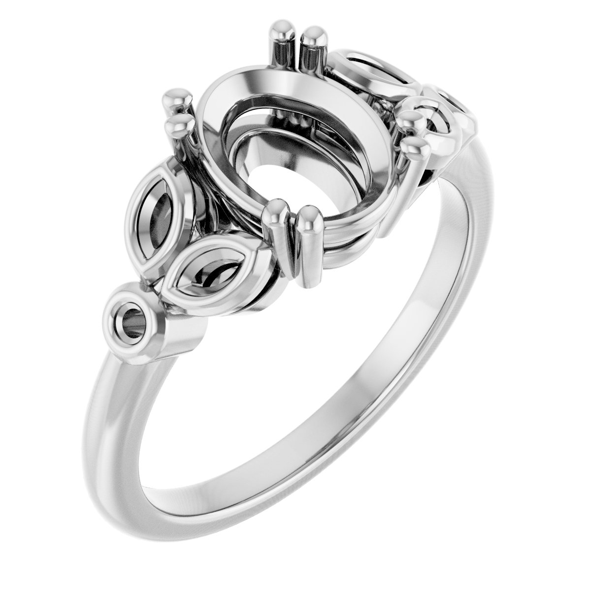 Twin-Prong Accented Engagement Ring