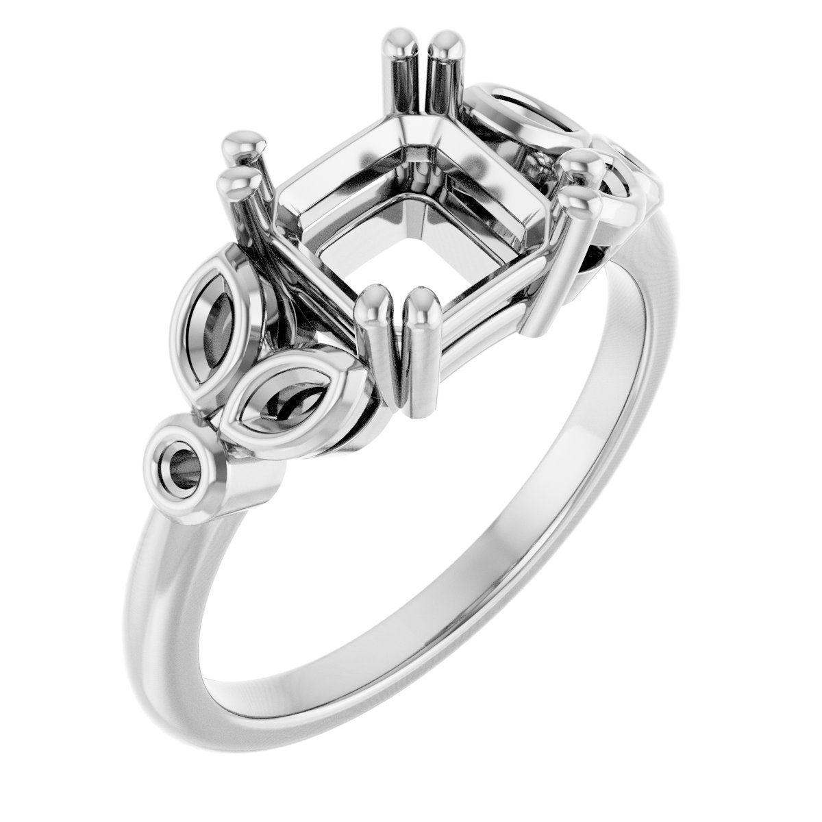 Twin-Prong Accented Engagement Ring