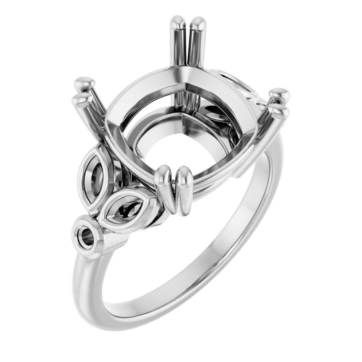 Twin-Prong Accented Engagement Ring