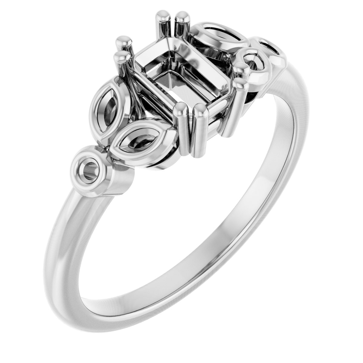 Twin-Prong Accented Engagement Ring