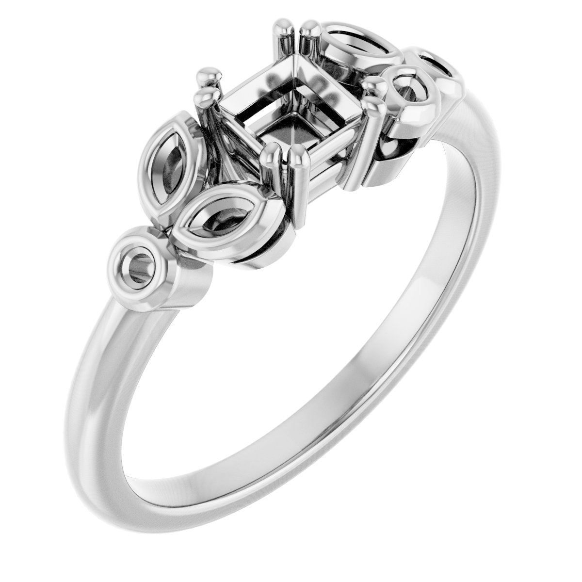 Twin-Prong Accented Engagement Ring