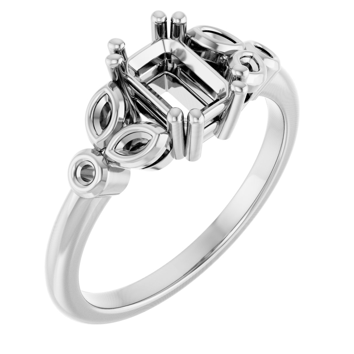 Twin-Prong Accented Engagement Ring