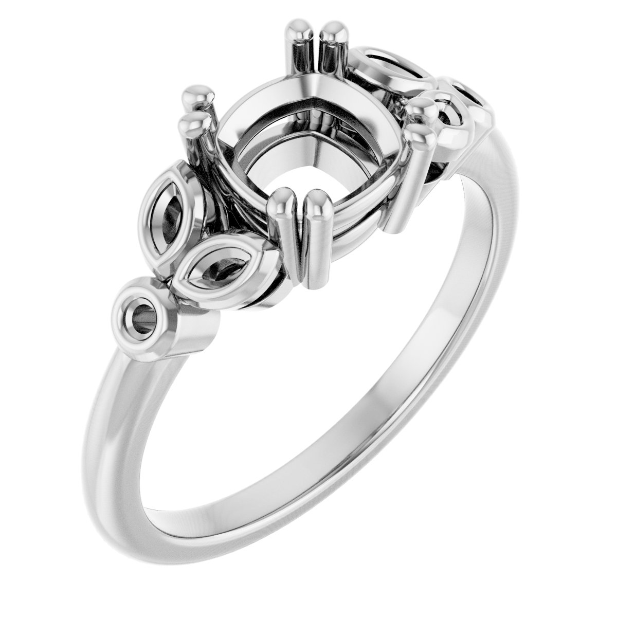 Twin-Prong Accented Engagement Ring
