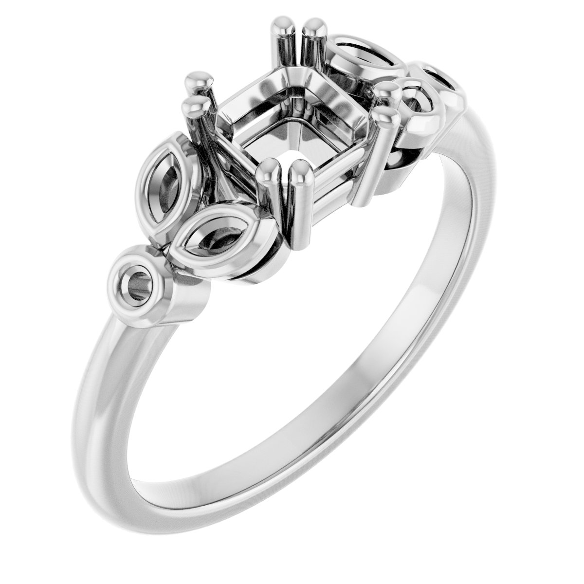 Twin-Prong Accented Engagement Ring
