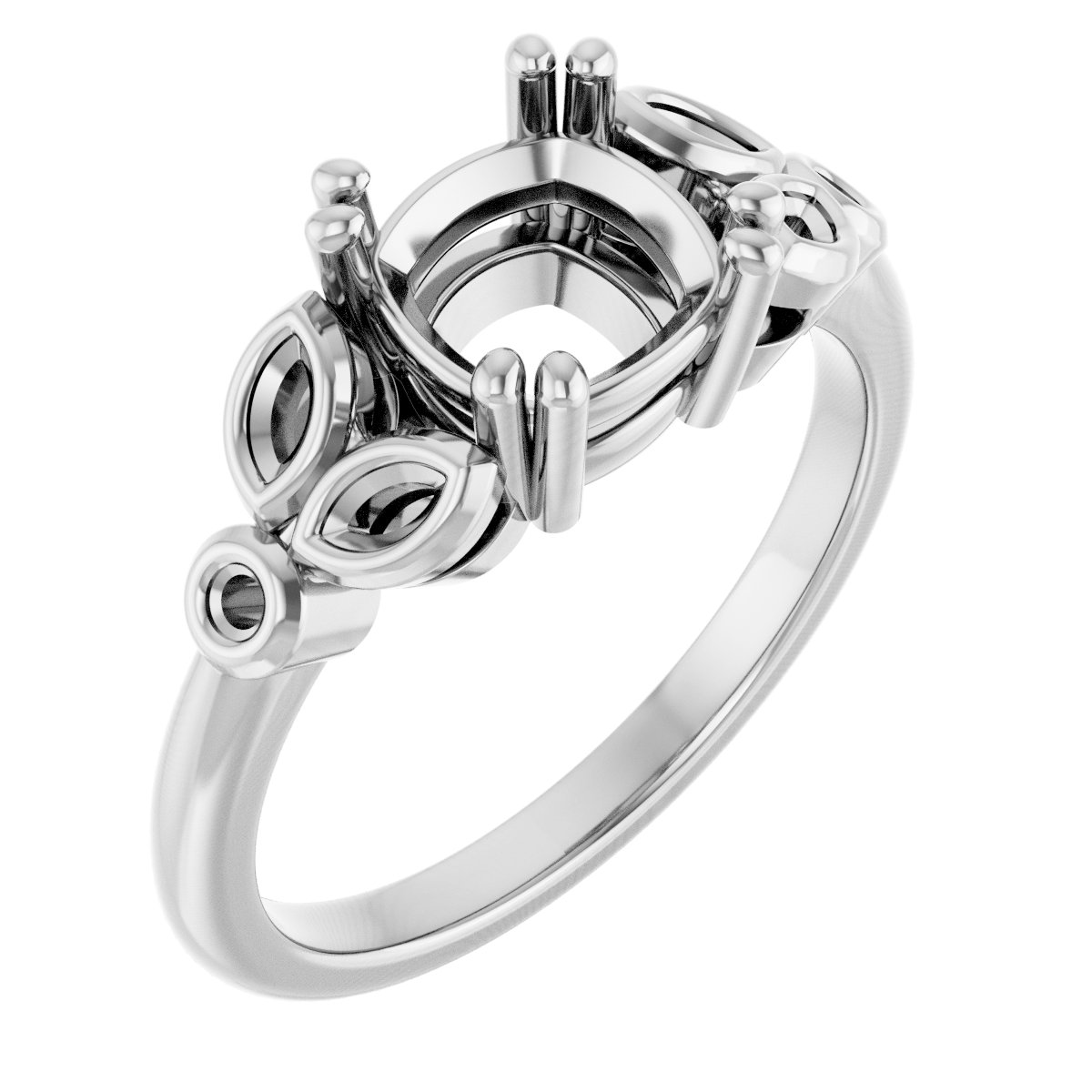 Twin-Prong Accented Engagement Ring