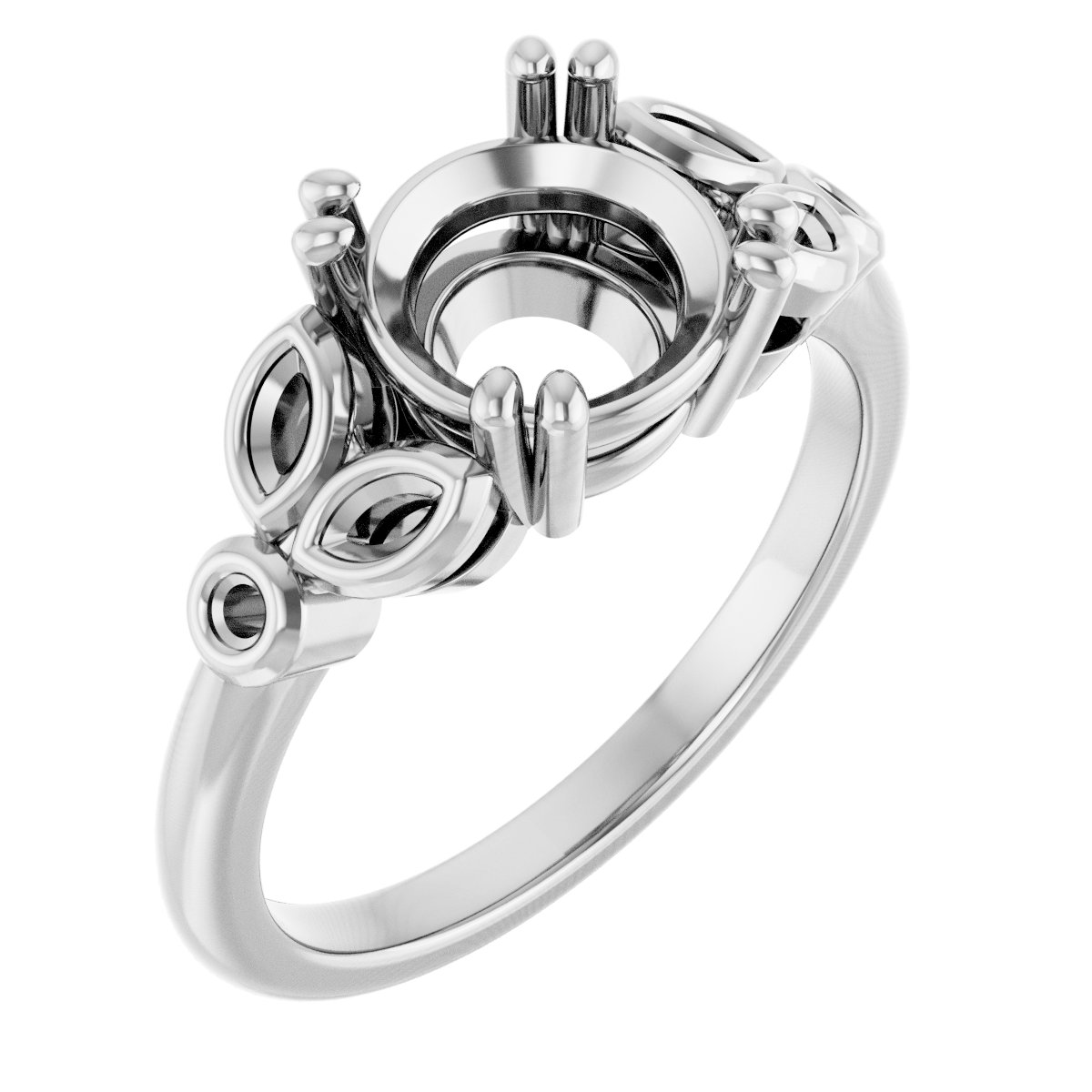Twin-Prong Accented Engagement Ring