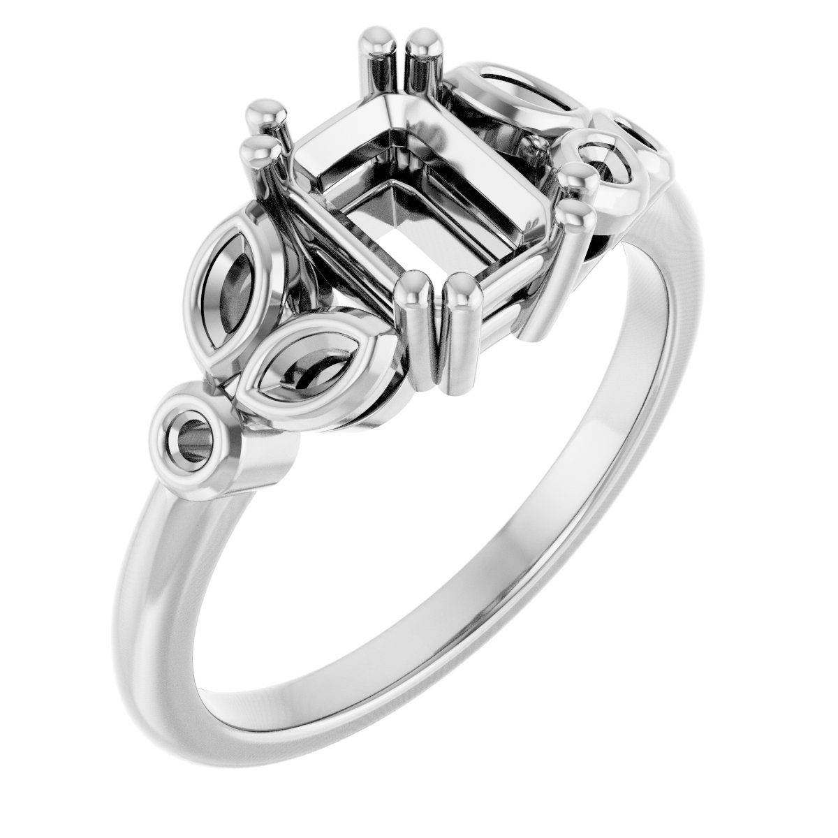 Twin-Prong Accented Engagement Ring