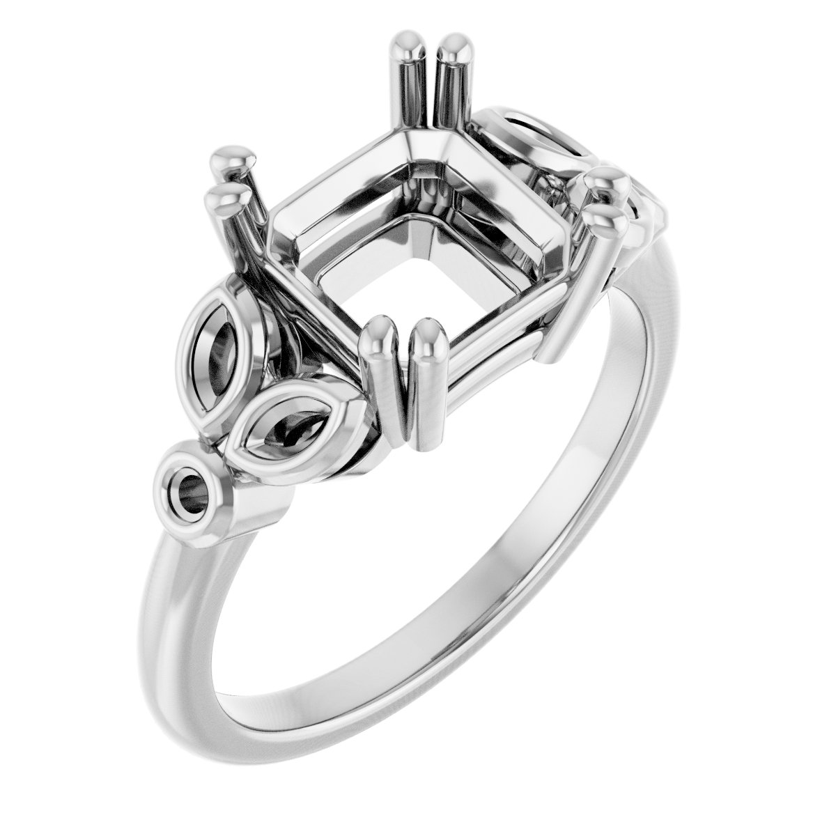 Twin-Prong Accented Engagement Ring