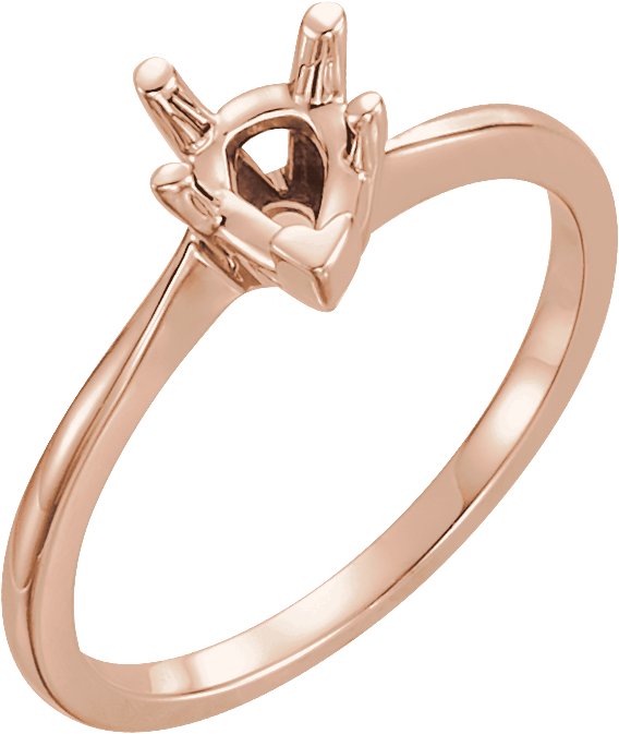V-End Solitaire Engagement Ring or Band - 10K Rose - Pear stone