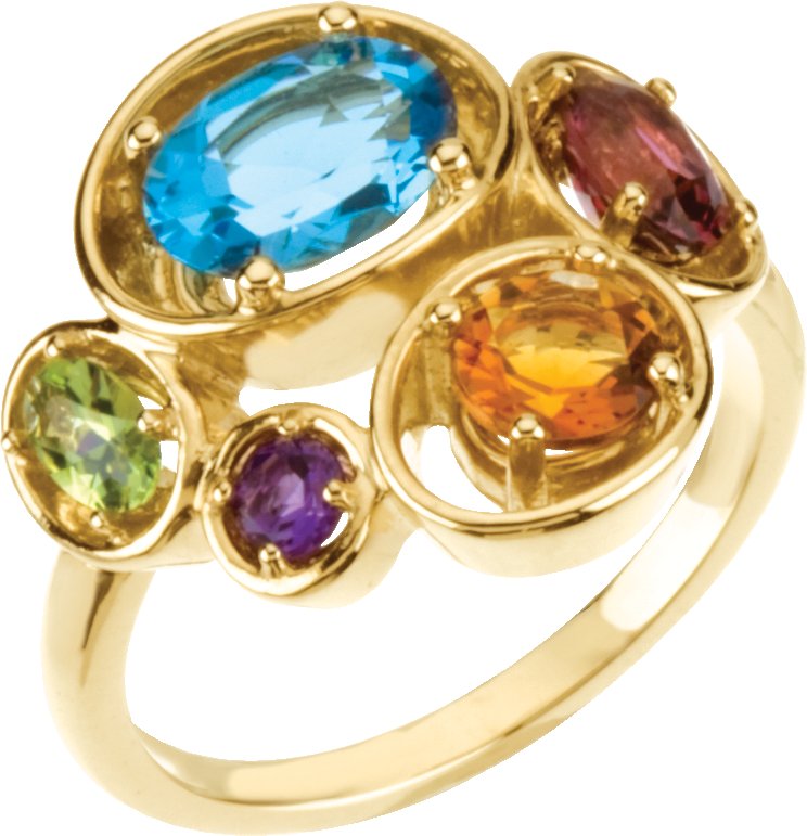 14K Yellow Multi-Gemstone Ring  