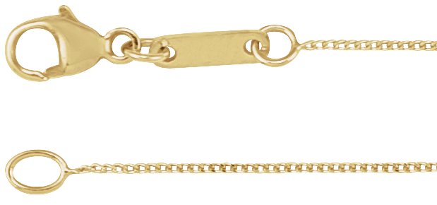 14K Yellow .8 mm Diamond-Cut Curb 24" Chain