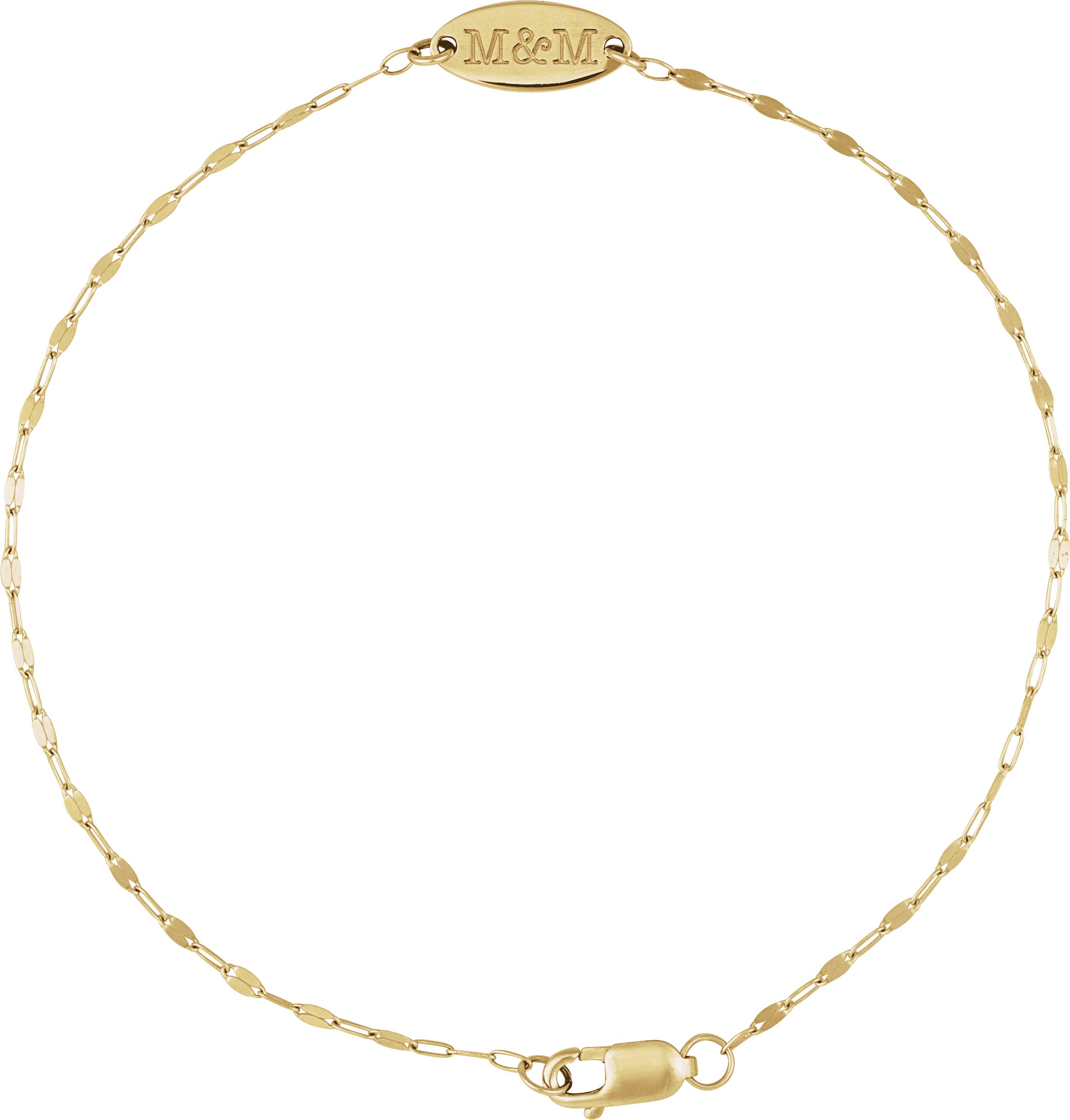 14K Yellow Gold Engravable Keyhole Link 7 Bracelet