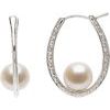 Sterling Silver Freshwater Cultured Pearl Hoop Earrings Ref. 2623351