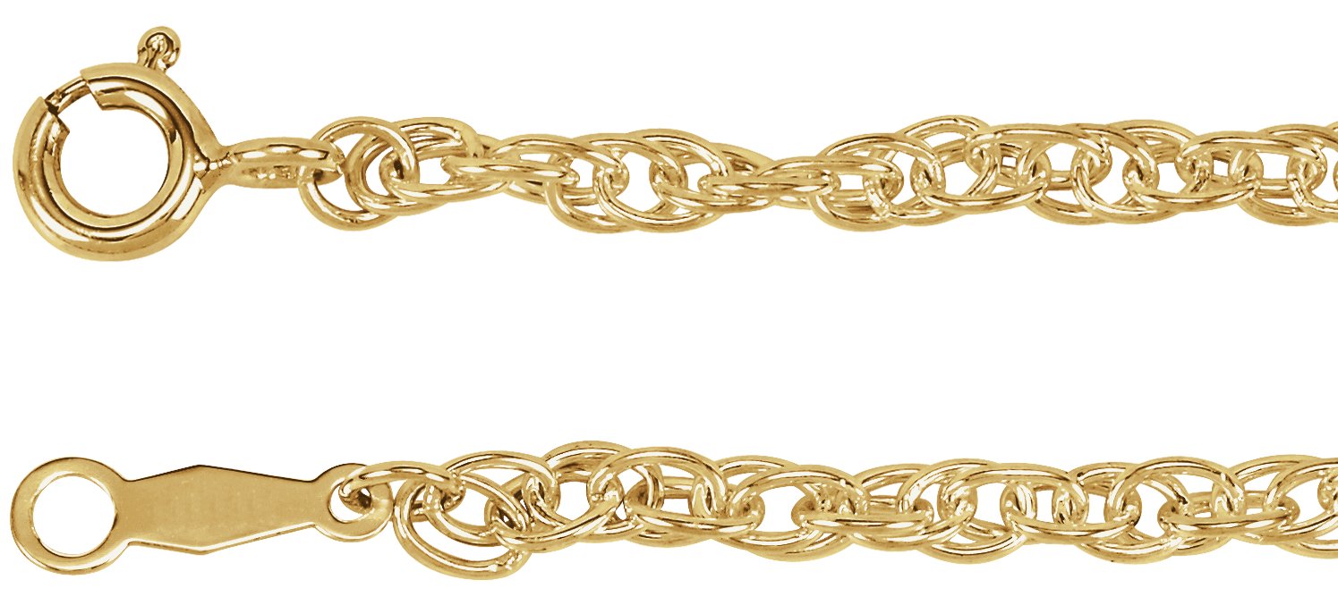 14K Yellow Gold-Filled 2.5 mm Rope 7 Chain