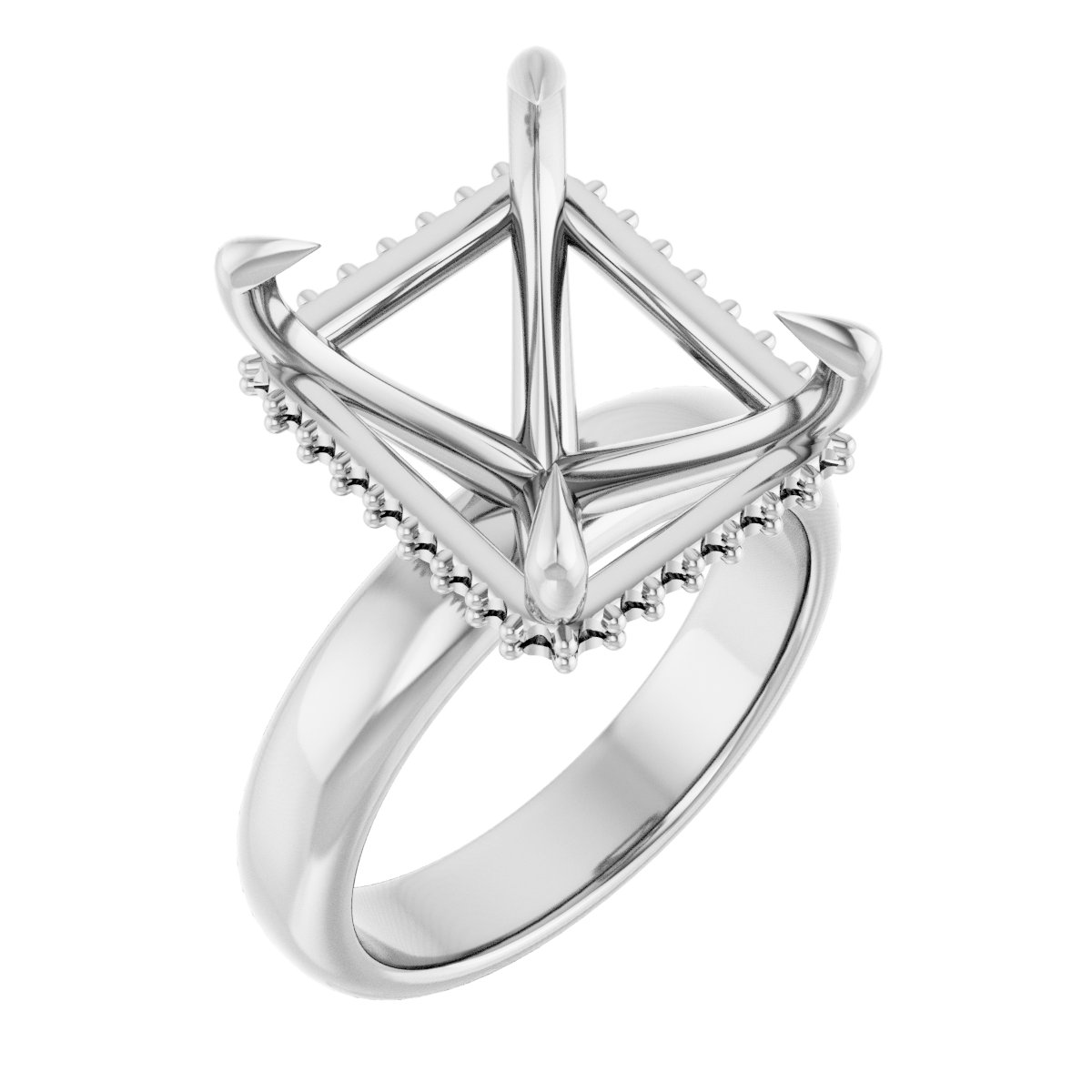 Claw-Prong Hidden Halo-Style Engagement Ring