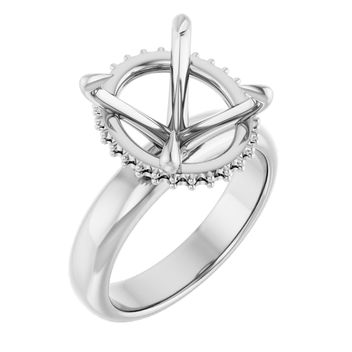 Claw-Prong Hidden Halo-Style Engagement Ring