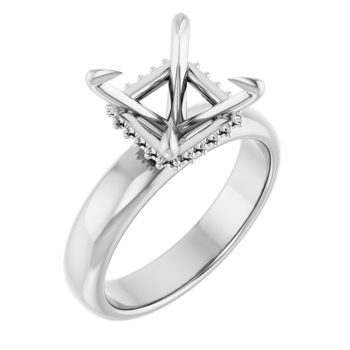 Claw-Prong Hidden Halo-Style Engagement Ring