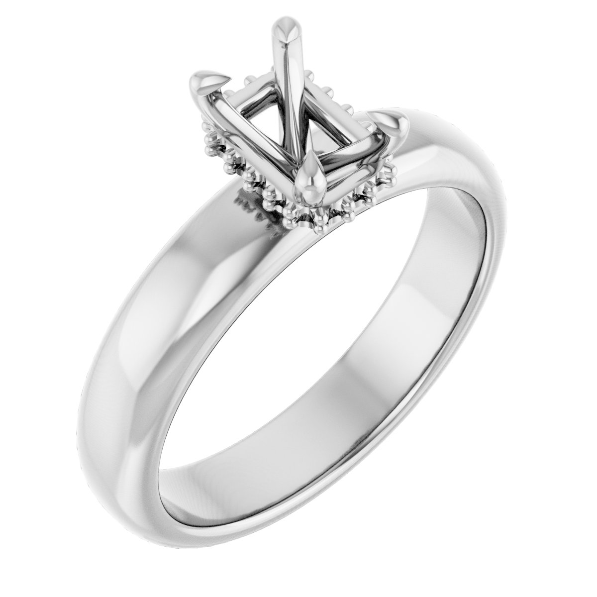Claw-Prong Hidden Halo-Style Engagement Ring