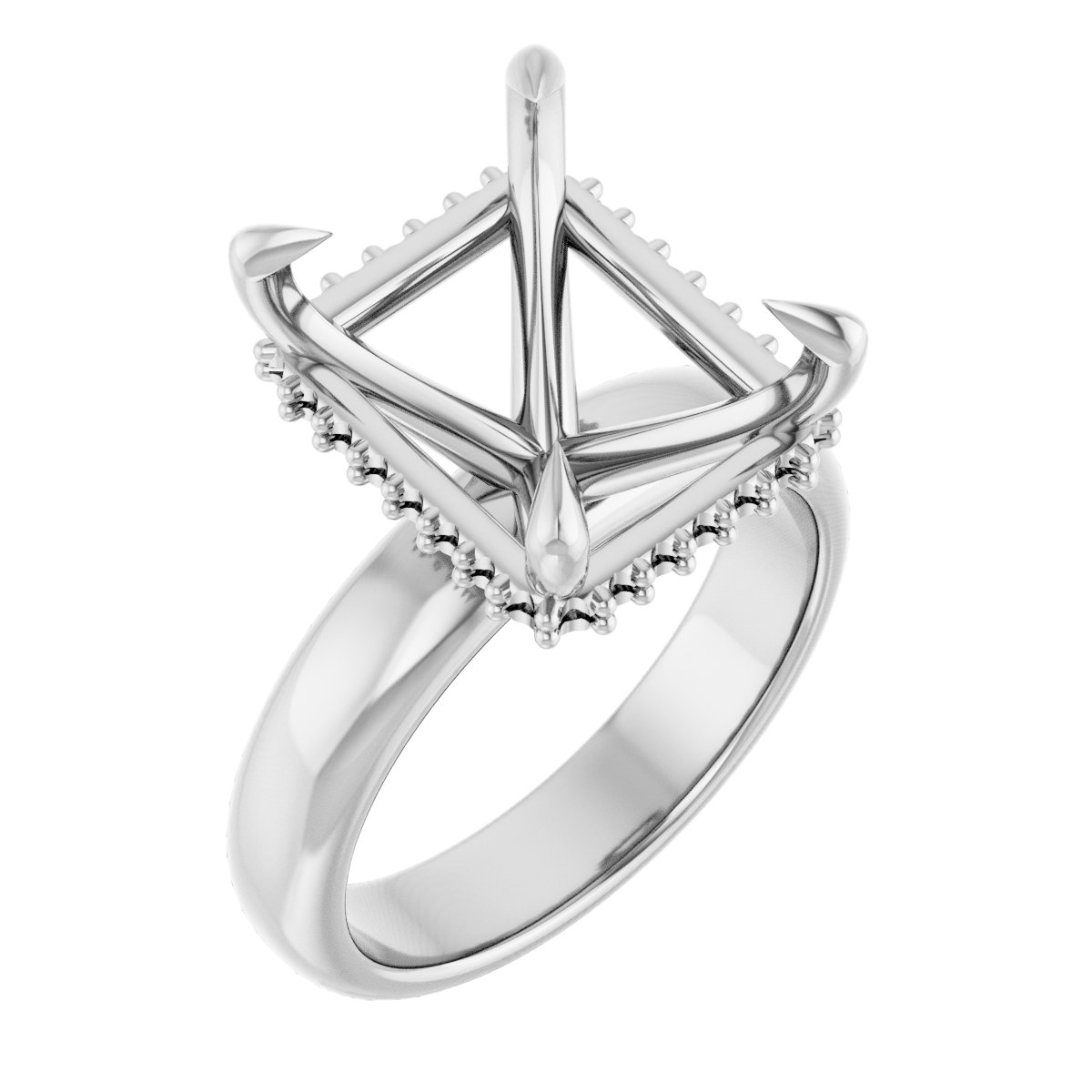 Claw-Prong Hidden Halo-Style Engagement Ring