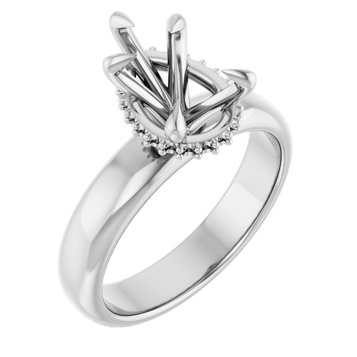 Claw-Prong Hidden Halo-Style Engagement Ring