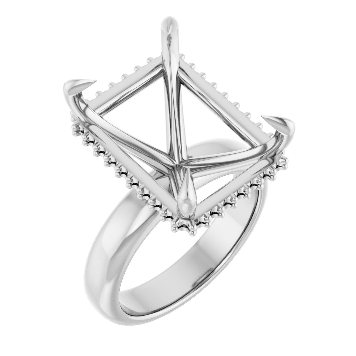 Claw-Prong Hidden Halo-Style Engagement Ring