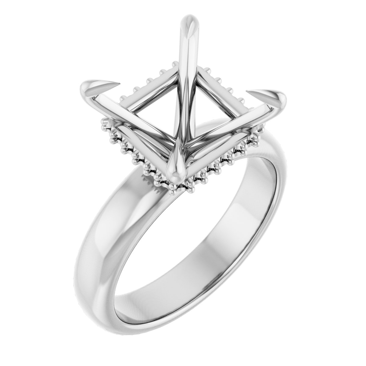 Claw-Prong Hidden Halo-Style Engagement Ring