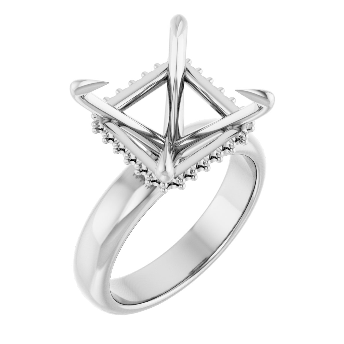 Claw-Prong Hidden Halo-Style Engagement Ring