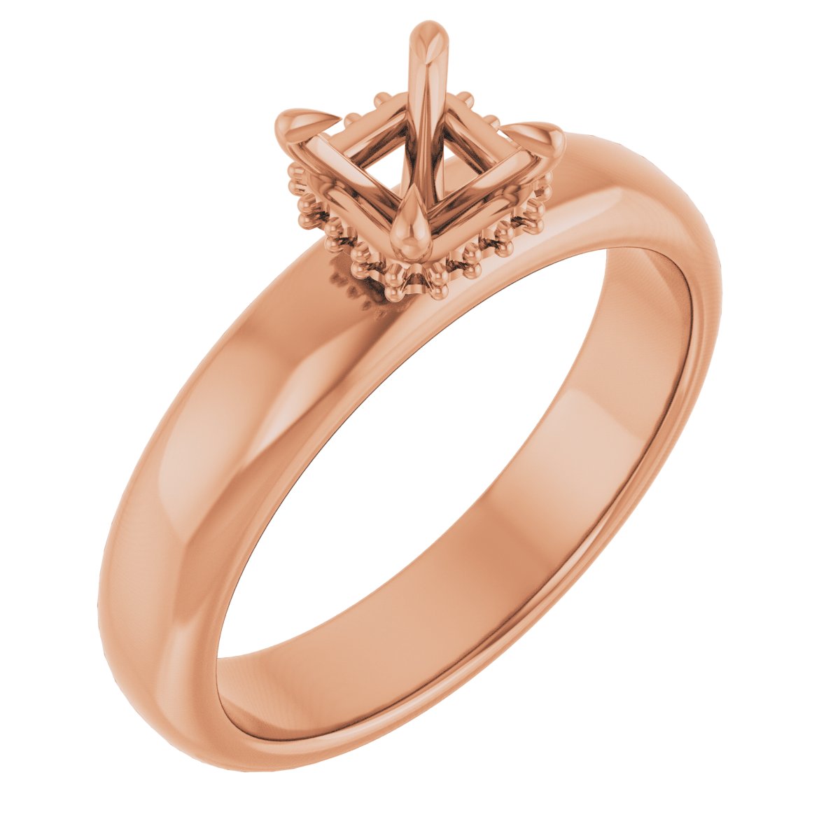 Claw-Prong Hidden Halo-Style Engagement Ring