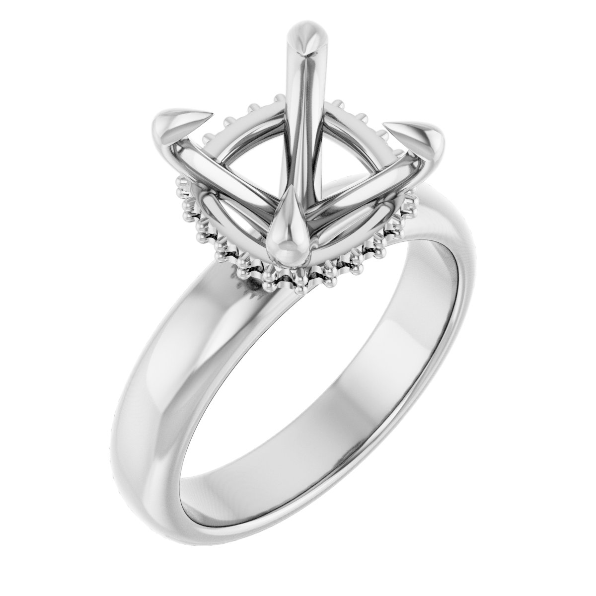 Claw-Prong Hidden Halo-Style Engagement Ring
