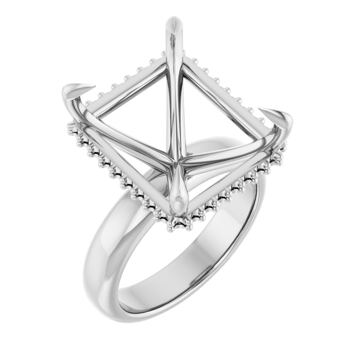 Claw-Prong Hidden Halo-Style Engagement Ring