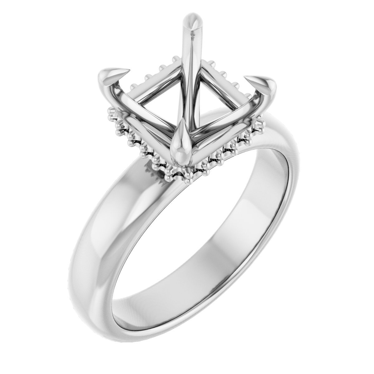 Claw-Prong Hidden Halo-Style Engagement Ring