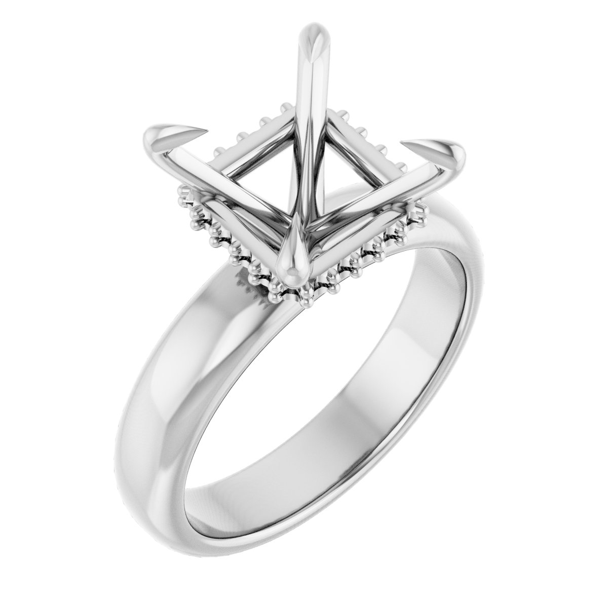 Claw-Prong Hidden Halo-Style Engagement Ring