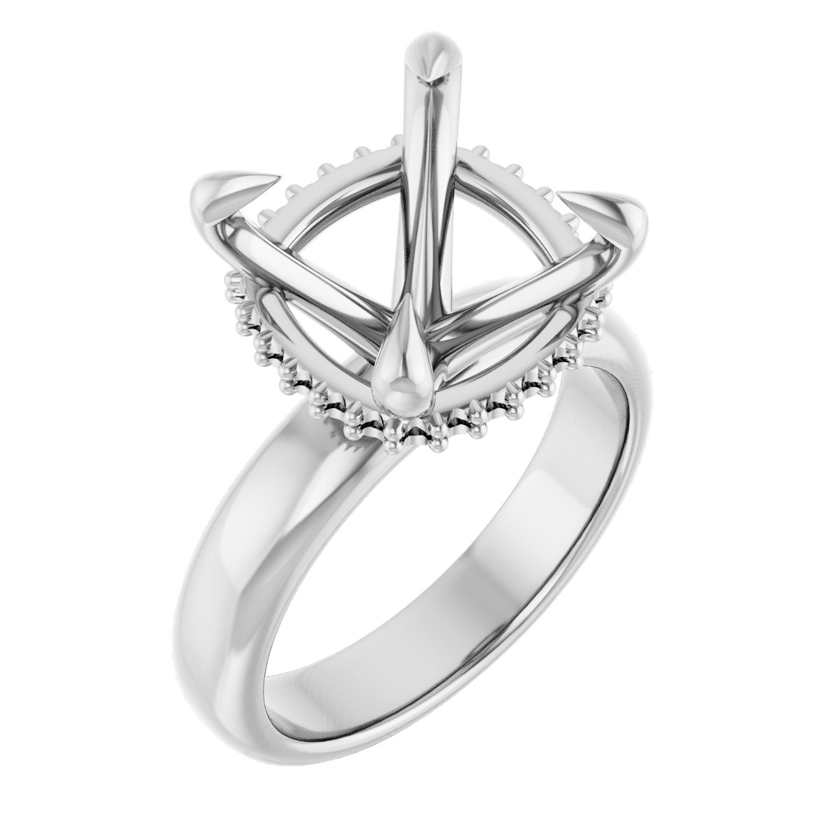 Claw-Prong Hidden Halo-Style Engagement Ring