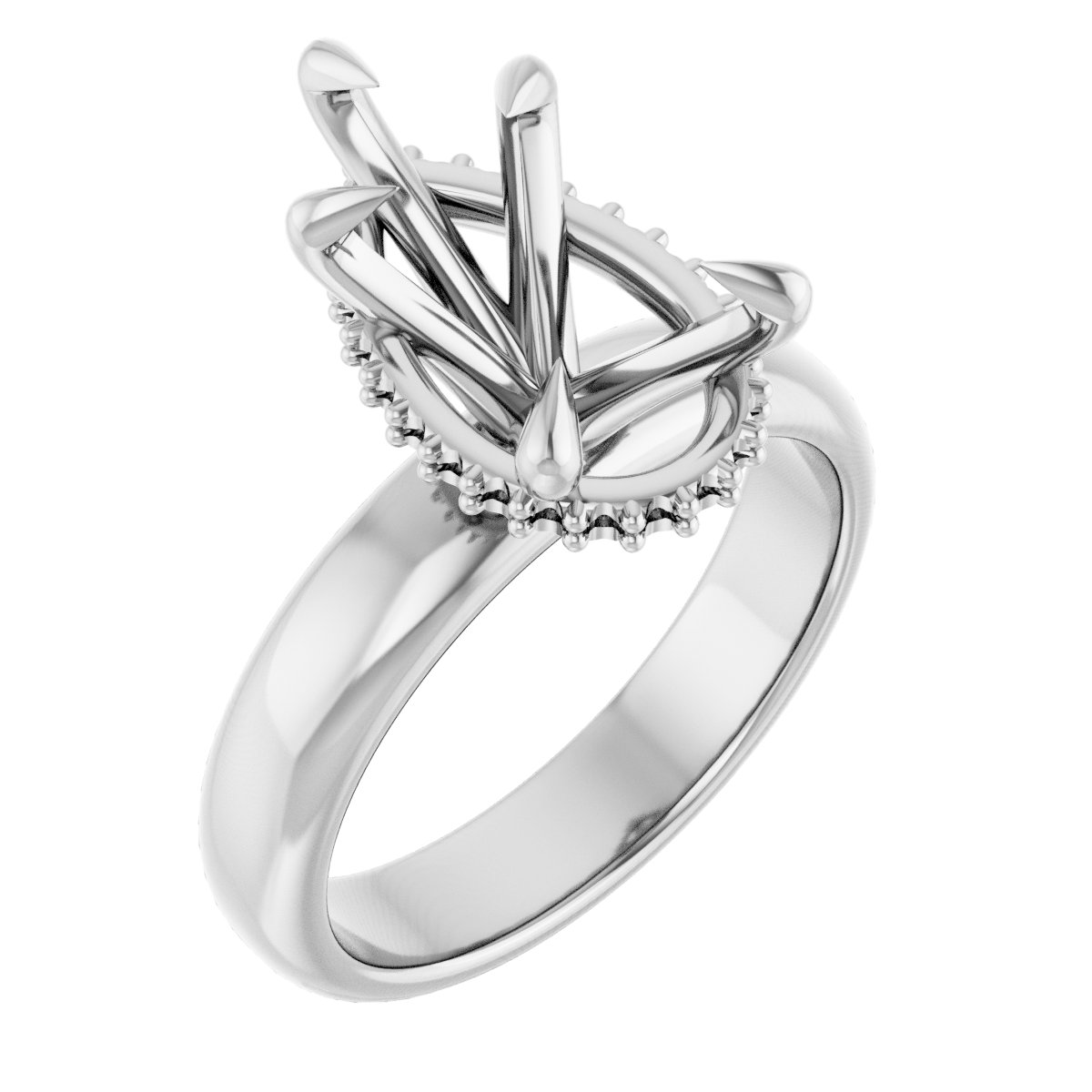 Claw-Prong Hidden Halo-Style Engagement Ring