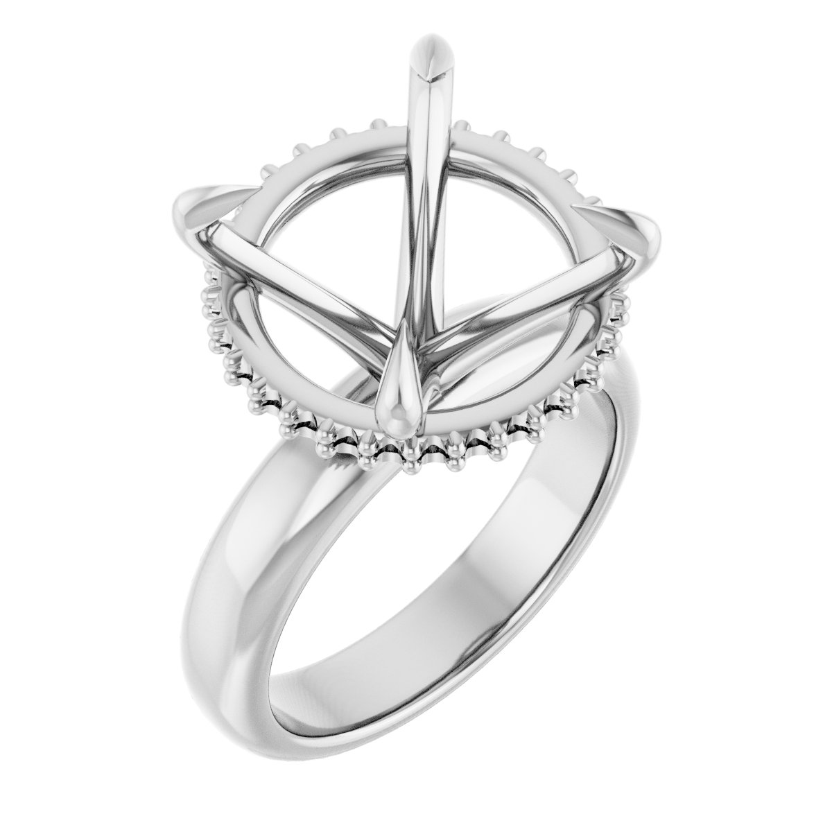 Claw-Prong Hidden Halo-Style Engagement Ring