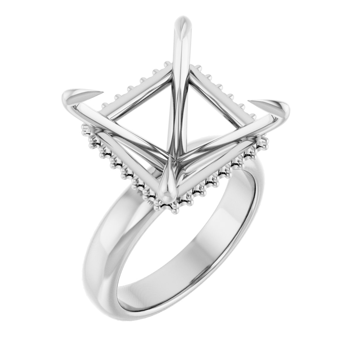 Claw-Prong Hidden Halo-Style Engagement Ring