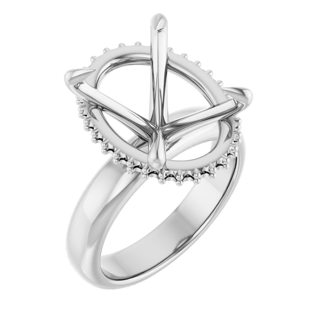 Claw-Prong Hidden Halo-Style Engagement Ring