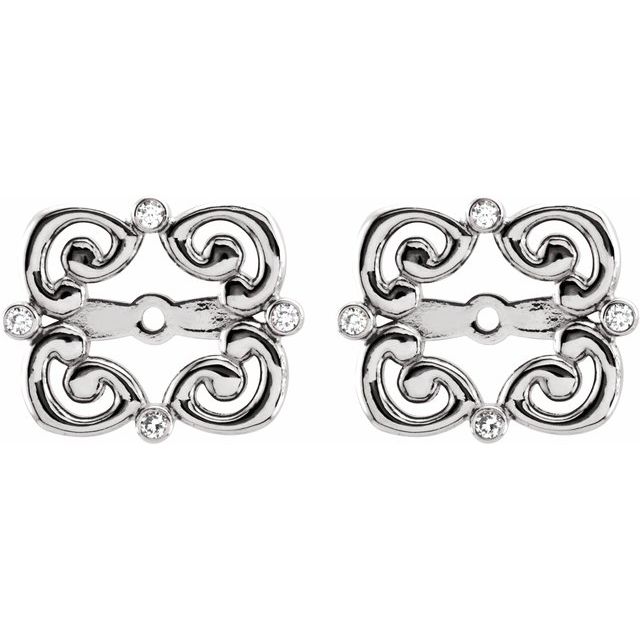14K White .08 CTW Natiral Diamond Earring Jackets with 5.7 mm ID
