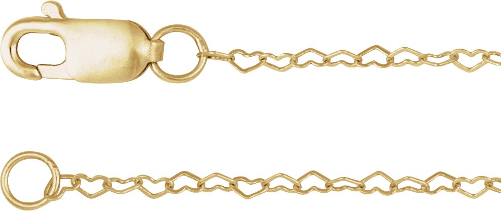 14K Yellow .8 mm Heart 7" Chain