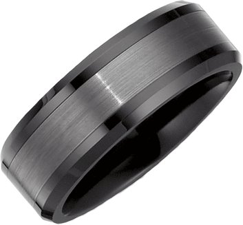 Ceramic Couture® & Tungsten 8 mm Beveled-Edge Band Size 10