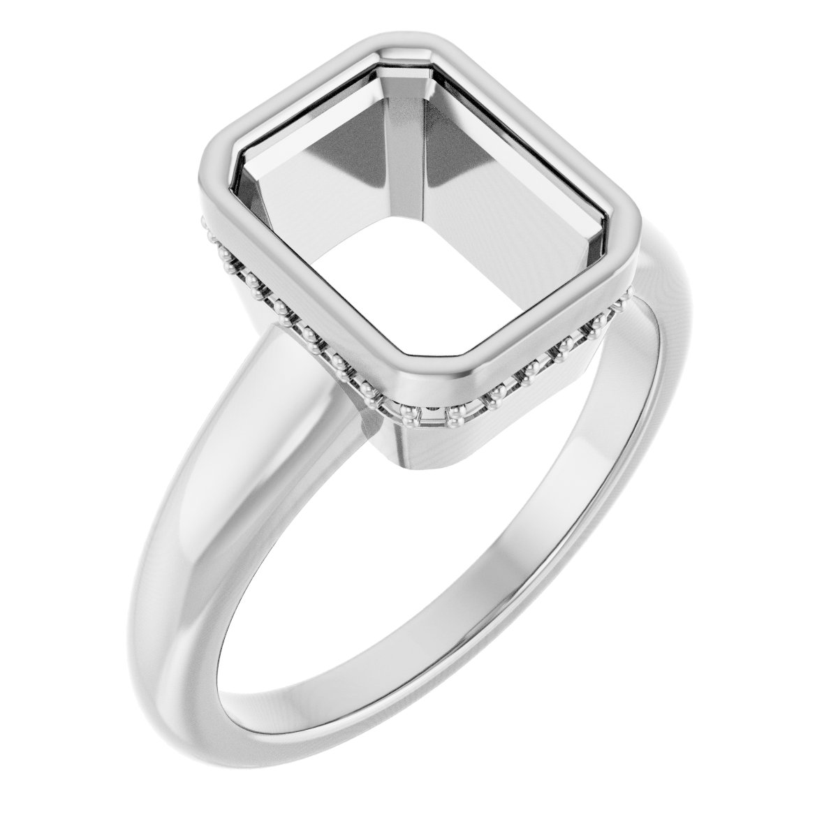 Bezel-Set Hidden Halo-Style Engagement Ring
