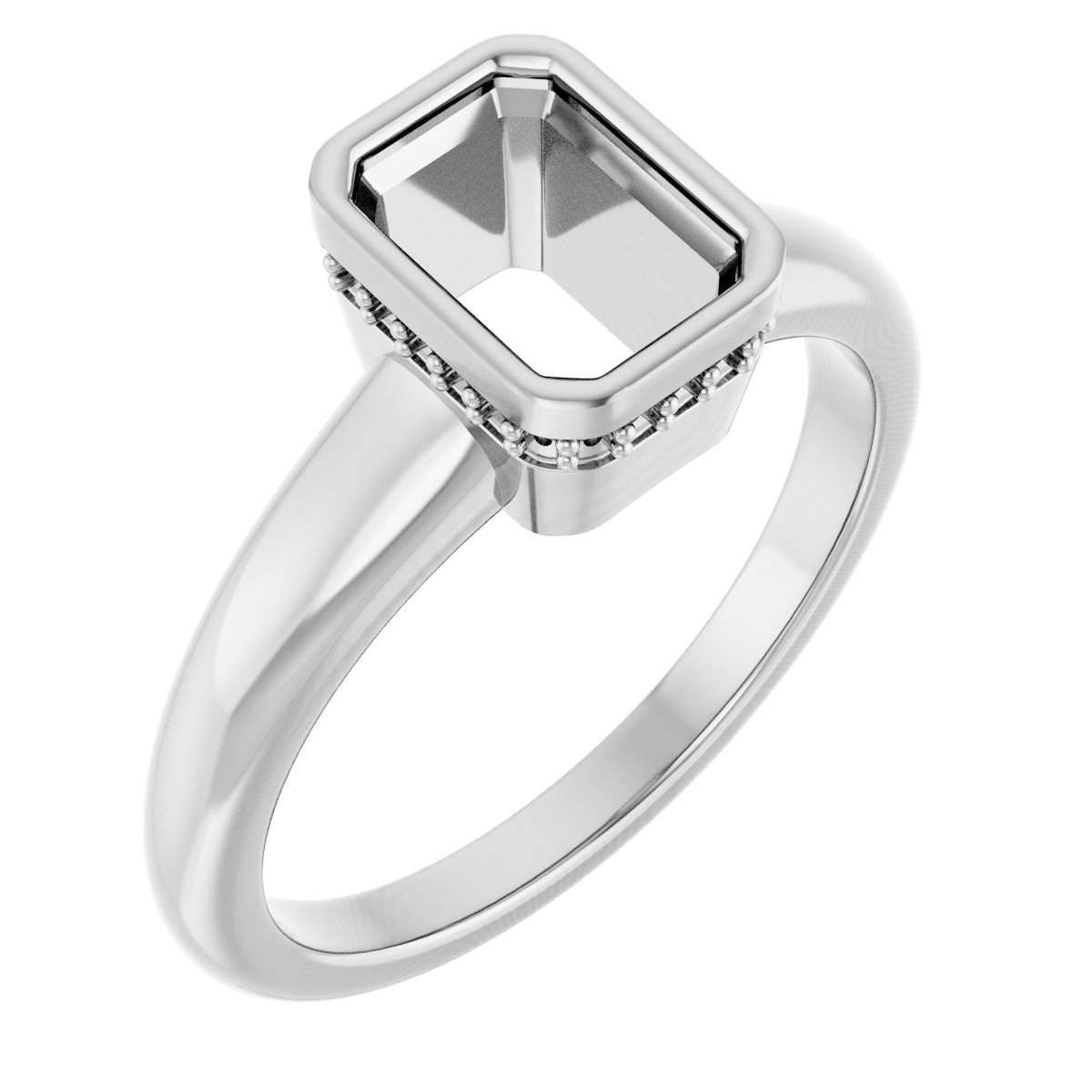 Bezel-Set Hidden Halo-Style Engagement Ring