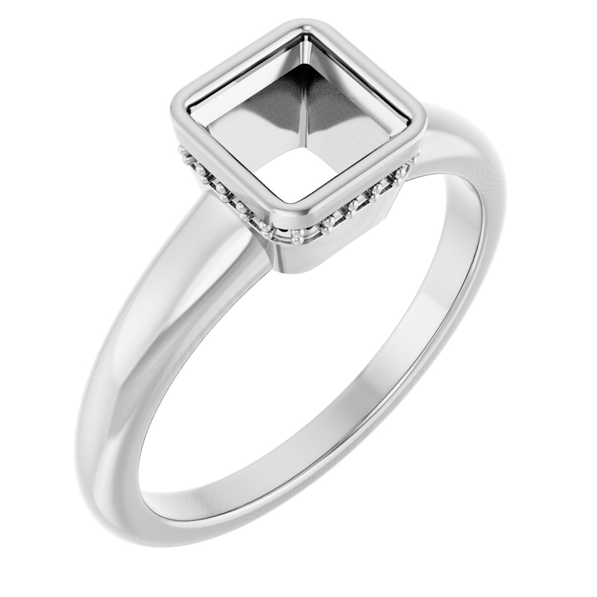 Bezel-Set Hidden Halo-Style Engagement Ring