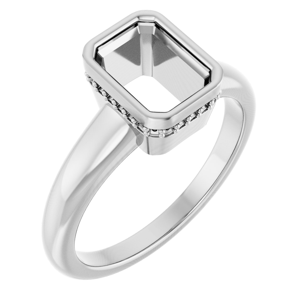Bezel-Set Hidden Halo-Style Engagement Ring